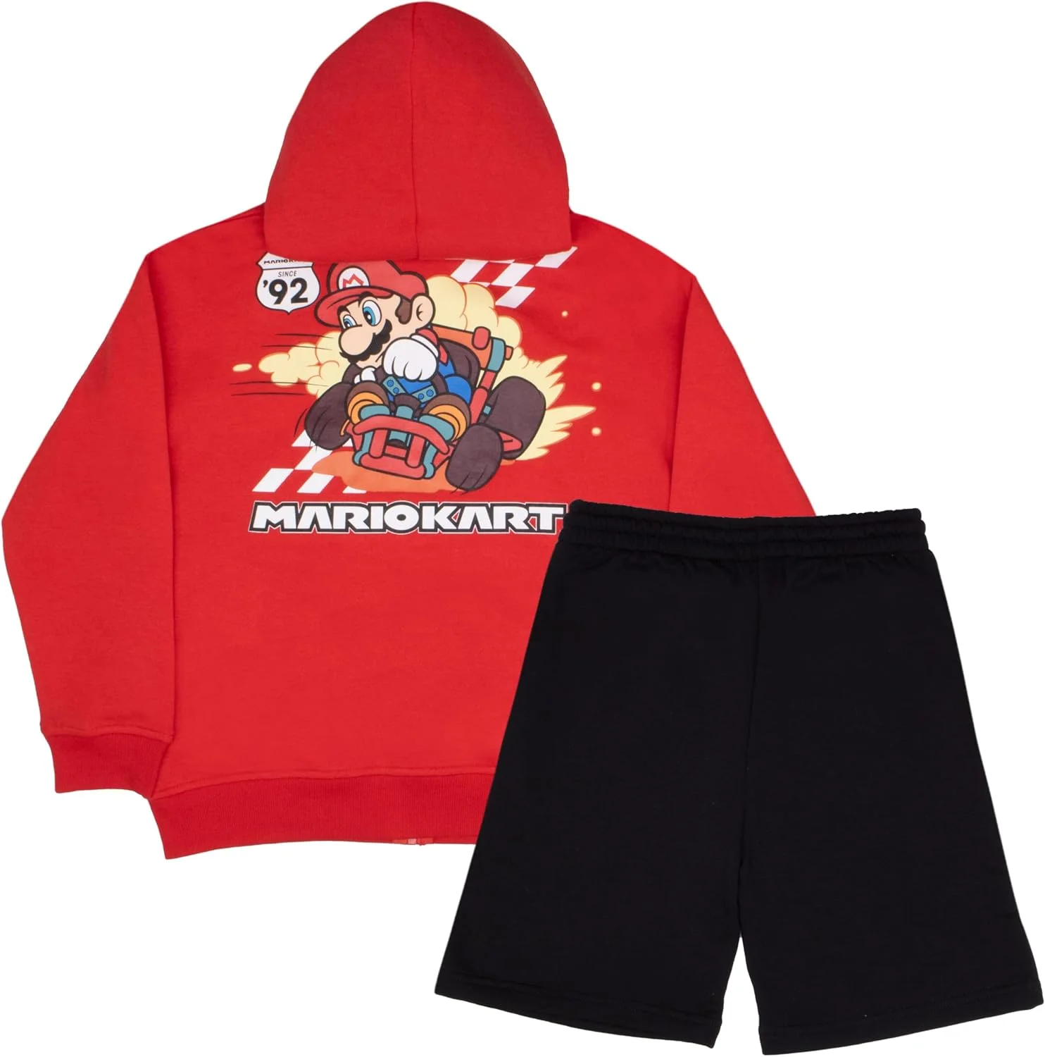 ست دو تکه هودی زیپ‌دار و شلوارک پسرانه طرح سوپر ماریو، باوزر و ماریو کارت - بلوز و شلوارک طرح‌دار برای کودکان