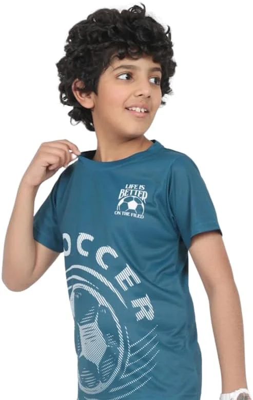 تی شرت یقه گرد آستین کوتاه بافت وافل پسرانه