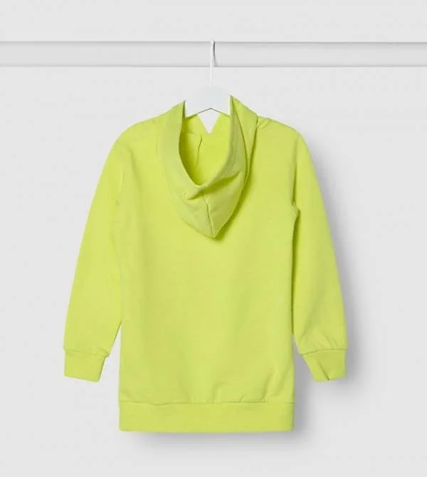 هودی بچه گانه زرد نئونی طرح دار - سایز 3-4 سال