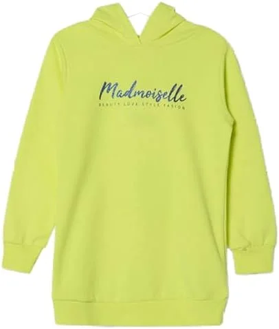 هودی بچگانه زرد نئونی طرح دار - سایز ۵-۶ سال