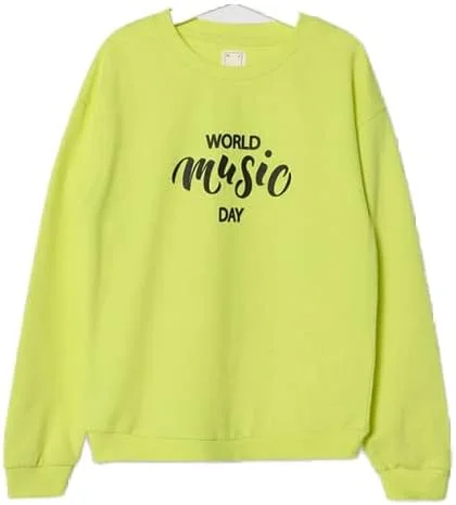 سویشرت بچگانه طرح دار نئون زرد - سایز 9-10 سال