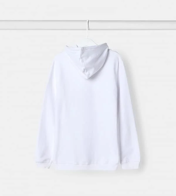 هودی بچگانه سفید نئونی طرح دار - سایز ۱۱-۱۲ سال