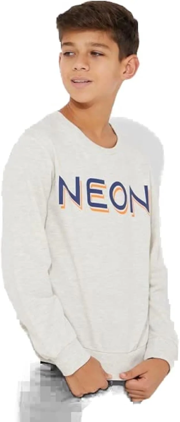 هودی کژوال طوسی نئونی طرح دار بچگانه - سایز 8-9 سال