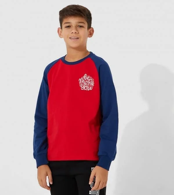 هودی کلاه دار غیر رسمی بچگانه قرمز نئونی با طرح چاپی - سایز ۱۱-۱۲ سال