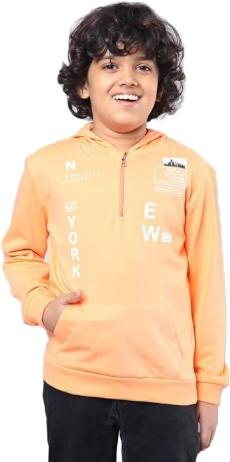 هودی کلاه دار نارنجی نئونی پسرانه - سایز ۱۳-۱۴ سال هودی کلاه دار نارنجی نئونی پسرانه - سایز ۱۳-۱۴ سال