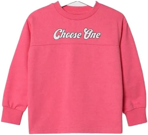 سویشرت بچگانه صورتی نئونی طرح دار - سایز 7-8 سال