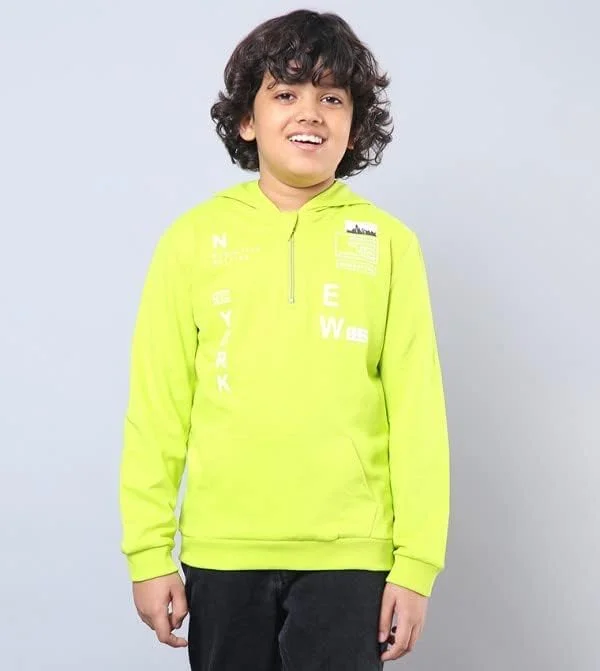 هودی پسرانه نئون لیمویی - سایز 9-10 سال