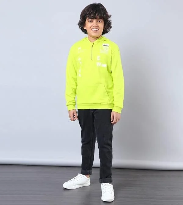 هودی پسرانه نئون لیمویی - سایز 9-10 سال