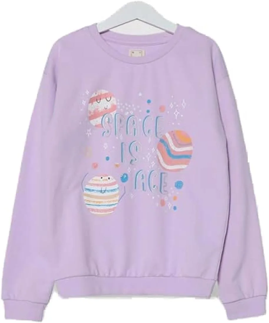 سویشرت بچگانه نئون طرح دار بنفش سایز 8-9 سال