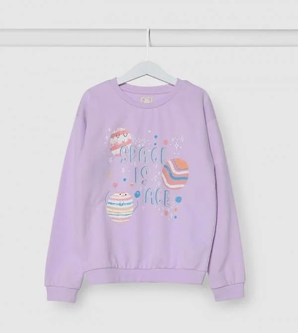 سویشرت بچگانه نئون طرح دار بنفش سایز 8-9 سال