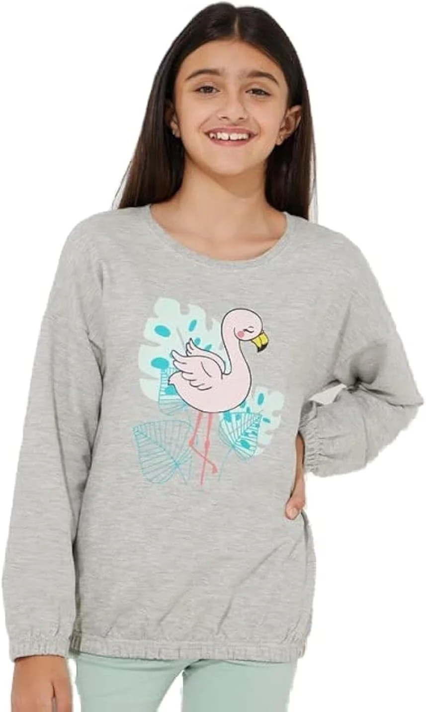 سویشرت غیر رسمی طوسی نئون طرح دار بچگانه - سایز 8-9 سال