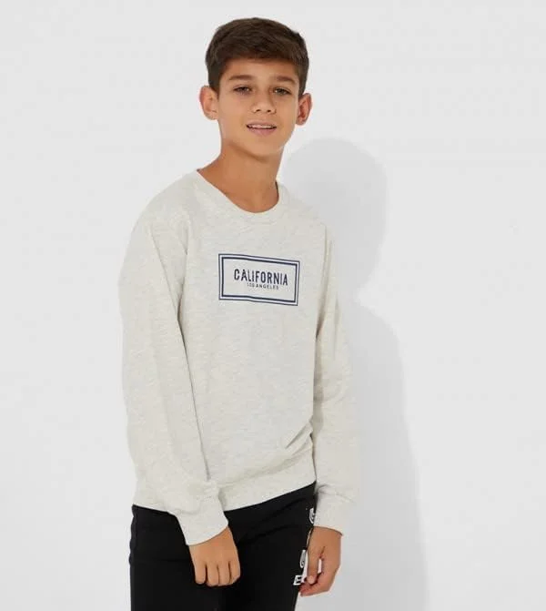 سویشرت غیر رسمی طوسی نئونی طرح دار بچگانه - سایز ۱۱-۱۲ سال