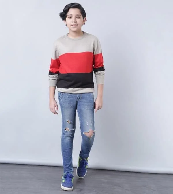 پلیور معمولی خاکستری نئون بچگانه - سایز ۱۱-۱۲ سال