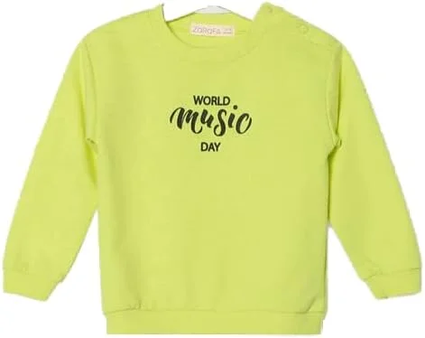 سویشرت نوزادی سبز نئونی با طرح چاپی - 0 تا 6 ماهگی