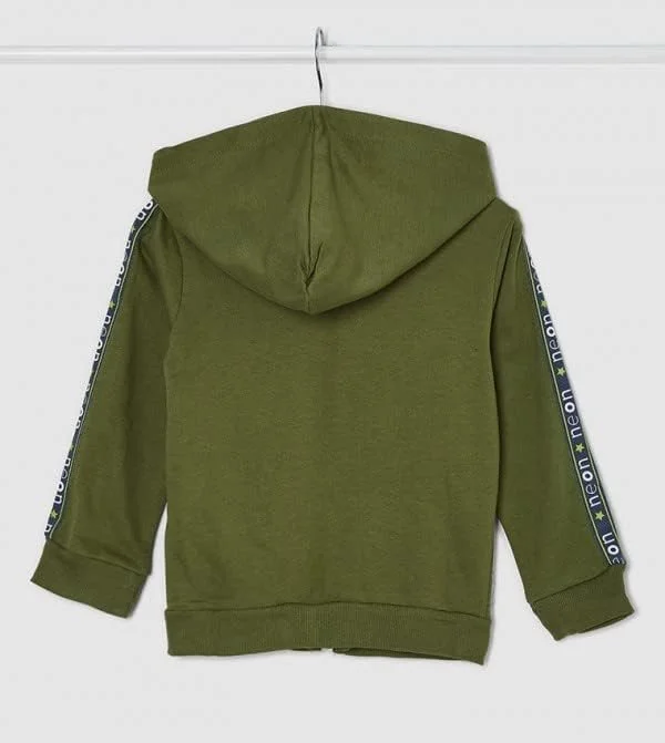 هودی بچگانه سبز نئونی طرح دار - سایز 5-6 سال