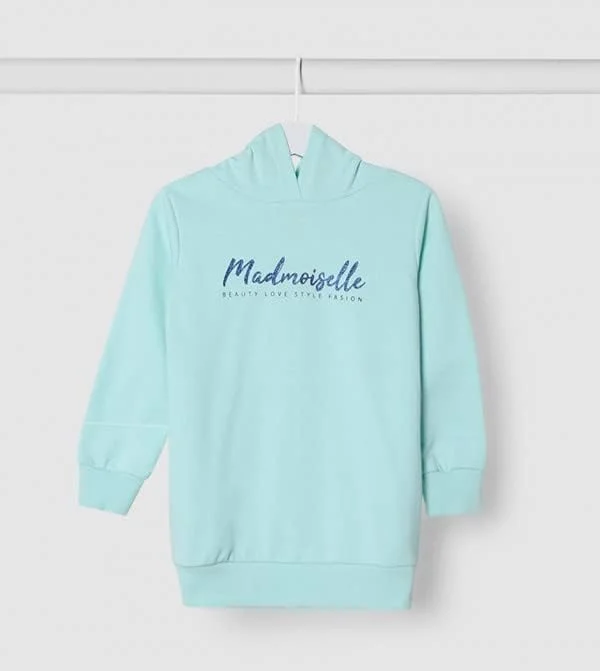 هودی بچگانه آبی نئونی طرح‌دار - سایز 3-4 سال