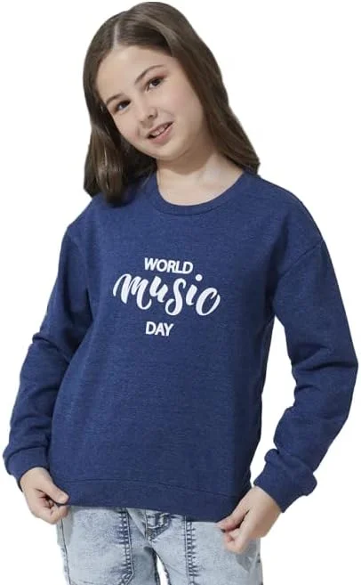 هودی آستین بلند بچه گانه آبی نئونی - سایز 8-9 سال