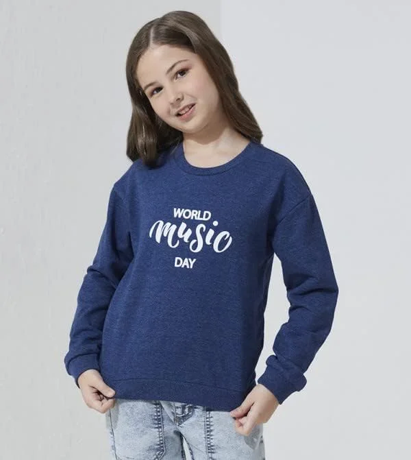 هودی آستین بلند بچه گانه آبی نئونی - سایز 8-9 سال