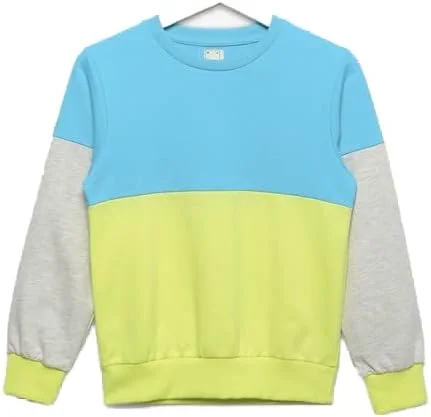 پلیور پسرانه رنگی نئون آبی - سایز ۱۱-۱۲ سال