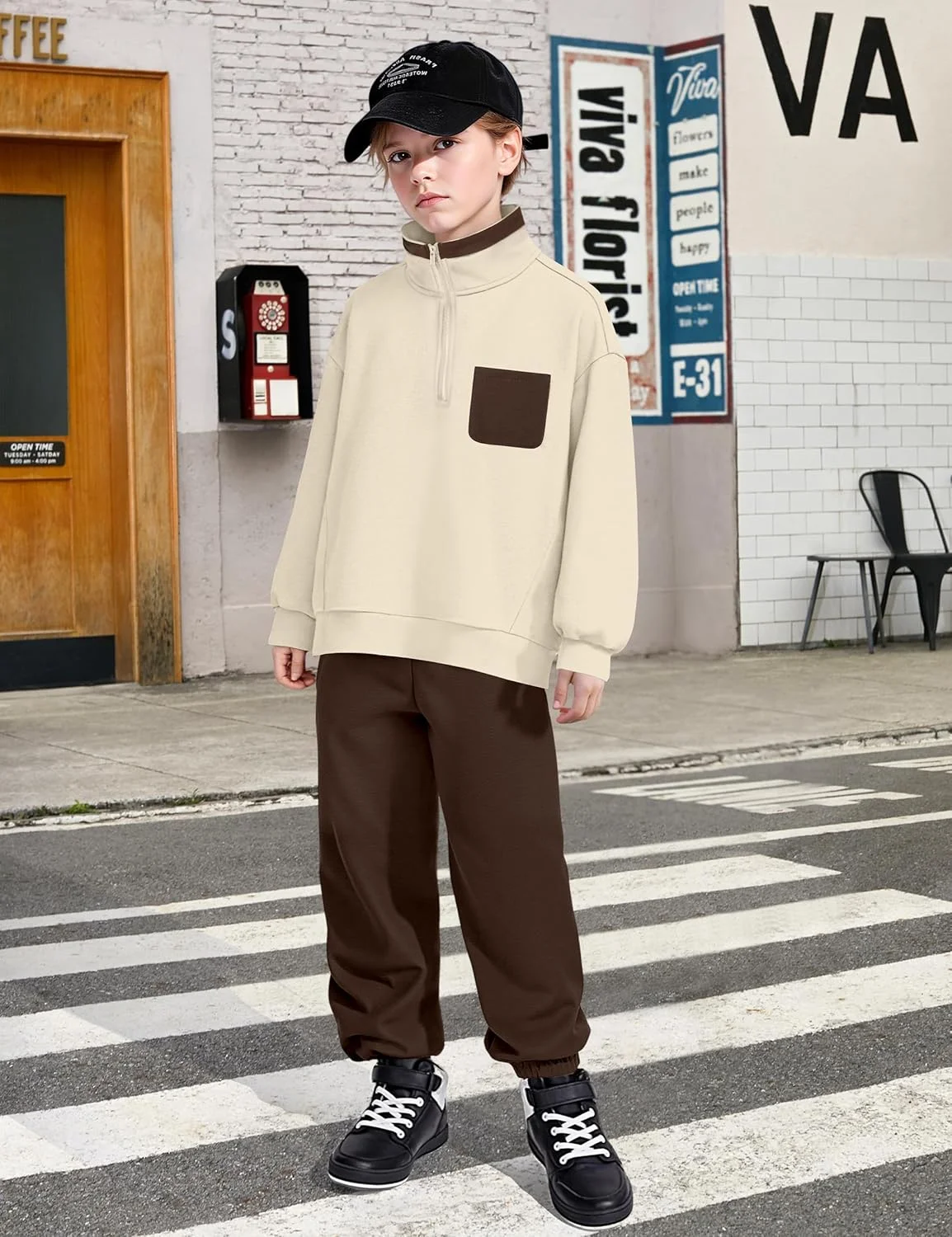 ست لباس پسرانه دو تکه NAPU، پلیور نیم زیپ و شلوار گرمکن، یقه ایستاده، مناسب پاییز و زمستان، سایز 6 تا 12 سال