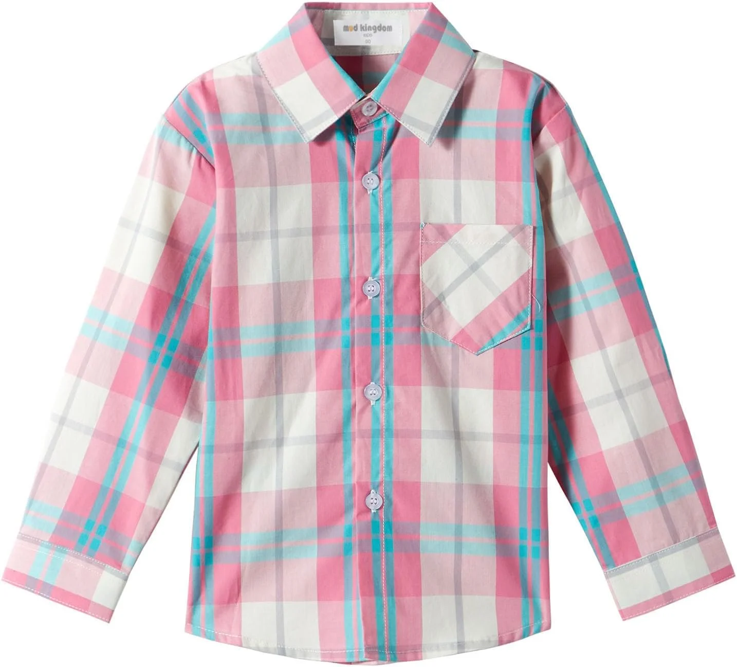 پیراهن آستین بلند پسرانه مدل Mud Kingdom، طرح چهارخانه زیبا، مناسب بهار و پاییز