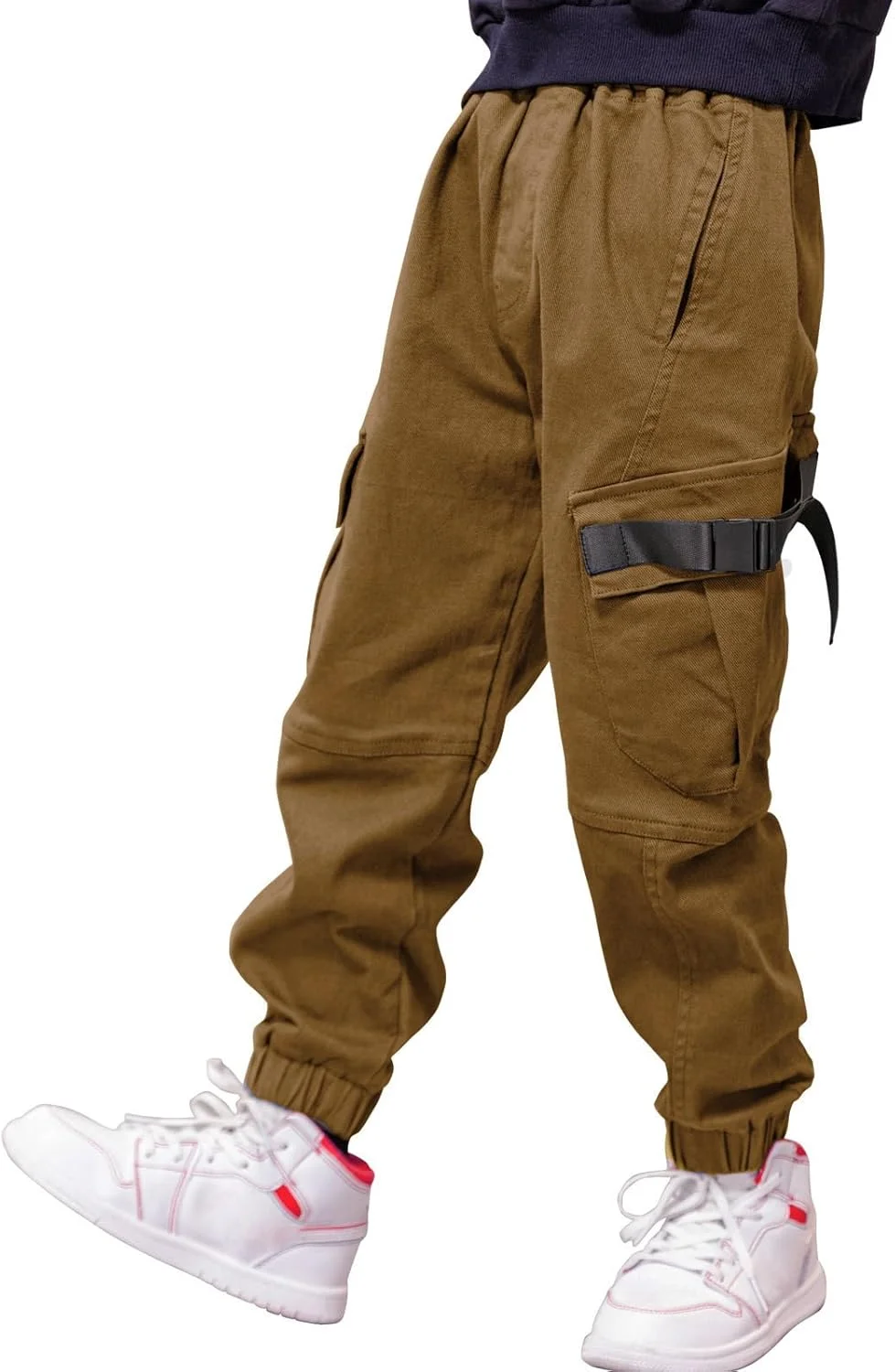 شلوار کارگو پسرانه MEILONGER، شلوار پنبه ای غیر رسمی بچه گانه، کمر کشی، مناسب مدرسه، شلوار ورزشی