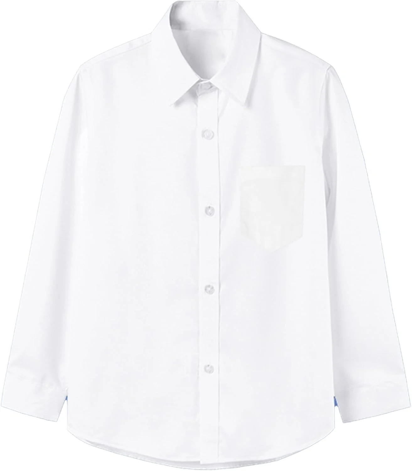پیراهن آستین بلند کلاسیک پسرانه maxihemarc، دکمه دار، تک جیب سینه، سفید