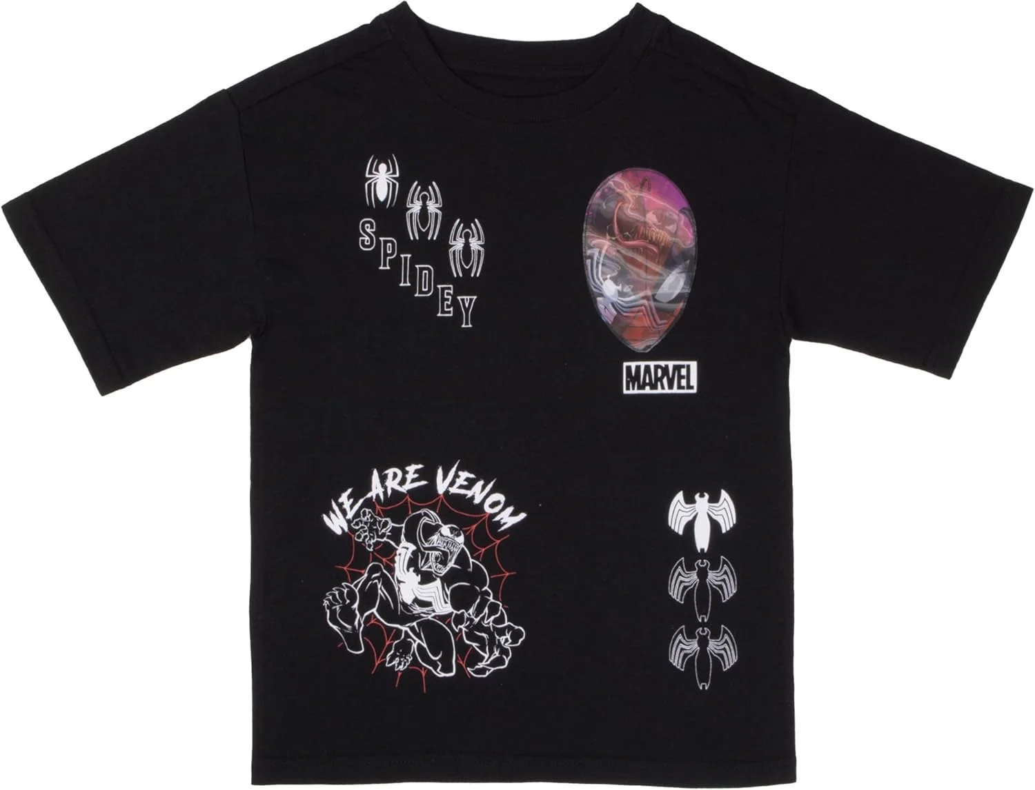 ست تی‌شرت آستین کوتاه و شلوارک پسرانه مارول مرد عنکبوتی با تکه تصویری عدسی تغییر دهنده، لباس اسپایدی 2 تکه برای کودکان