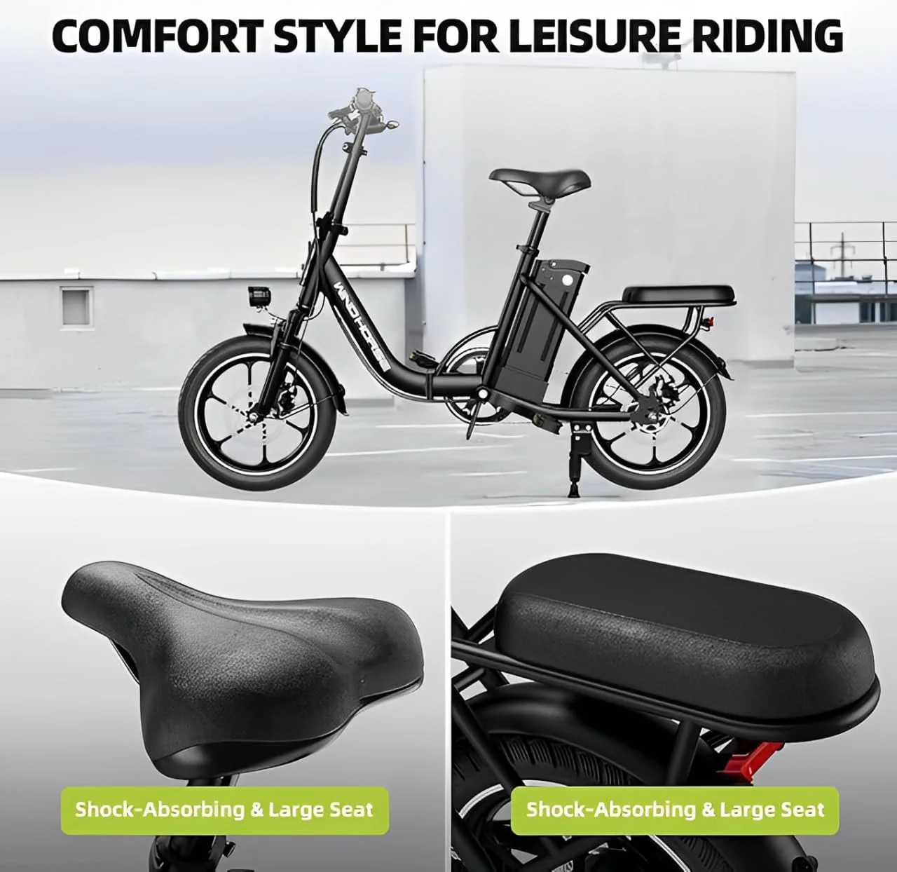 دوچرخه برقی تاشو WINDHORSE با موتور پرسرعت 350 وات، باتری 36 ولت 8 آمپر، سرعت 40 کیلومتر در ساعت، برد 35 کیلومتر، ترمزهای دیسکی دوبل، فریم آلیاژ کربن و لاستیک های 16 اینچی، جلو راحت