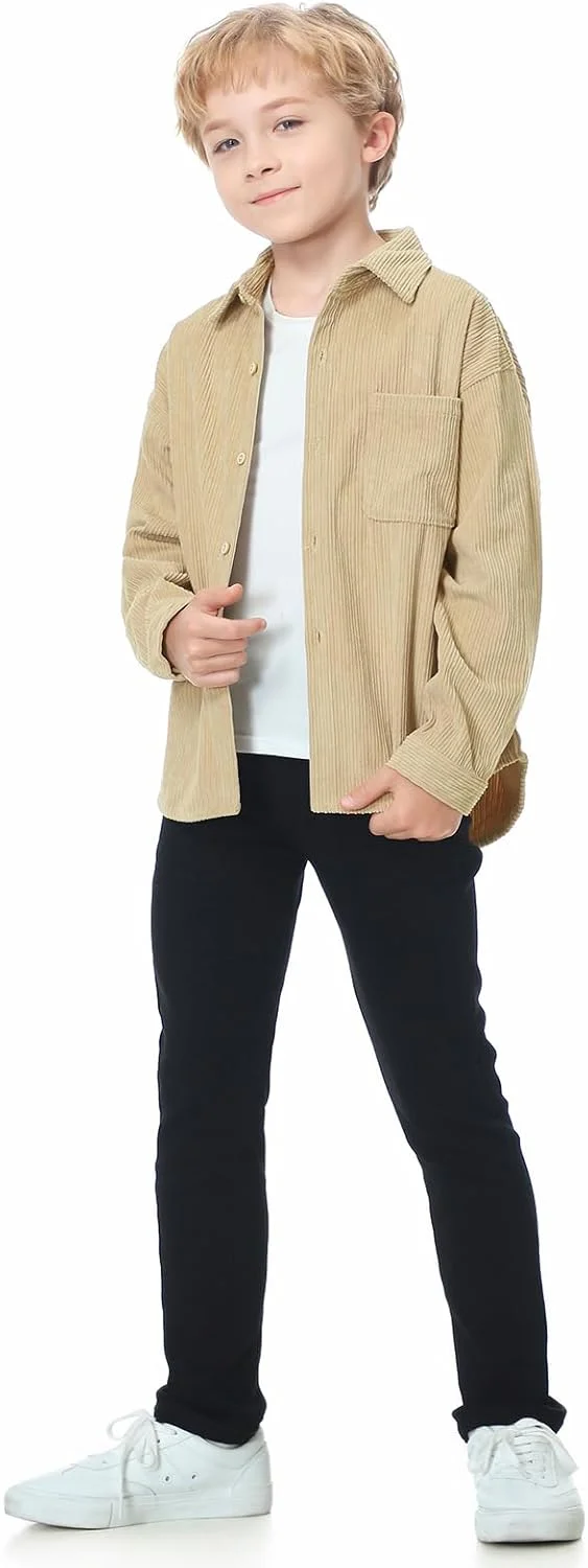 پیراهن مخمل کبریتی پسرانه LOLANTA، دکمه دار