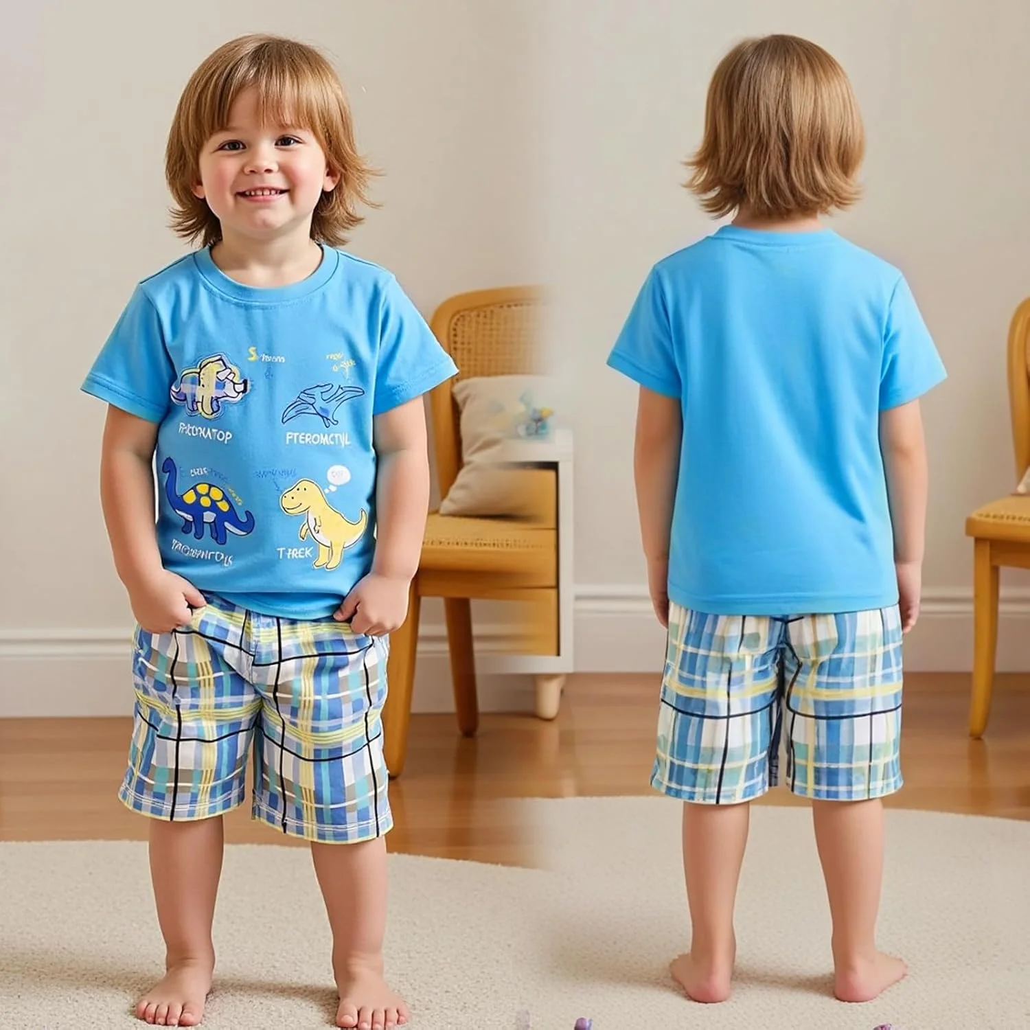 لباس تابستانی پسرانه، تی شرت آستین کوتاه نخی و ست شلوارک، مناسب 2 تا 7 سال لباس تابستانی پسرانه، تی شرت آستین کوتاه نخی و ست شلوارک، مناسب 2 تا 7 سال