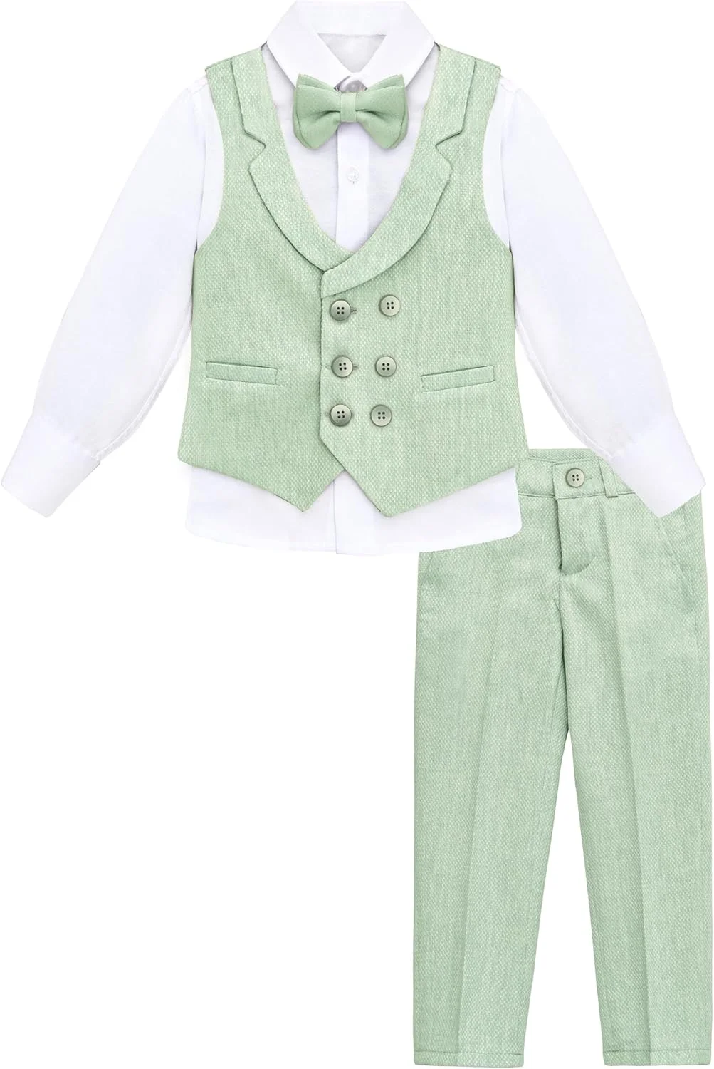 ست کت و شلوار پسرانه Lilax شامل جلیقه اسلیم فیت، پیراهن سفید، شلوار و پاپیون - ست 4 تکه رسمی ست کت و شلوار پسرانه Lilax شامل جلیقه اسلیم فیت، پیراهن سفید، شلوار و پاپیون - ست 4 تکه رسمی