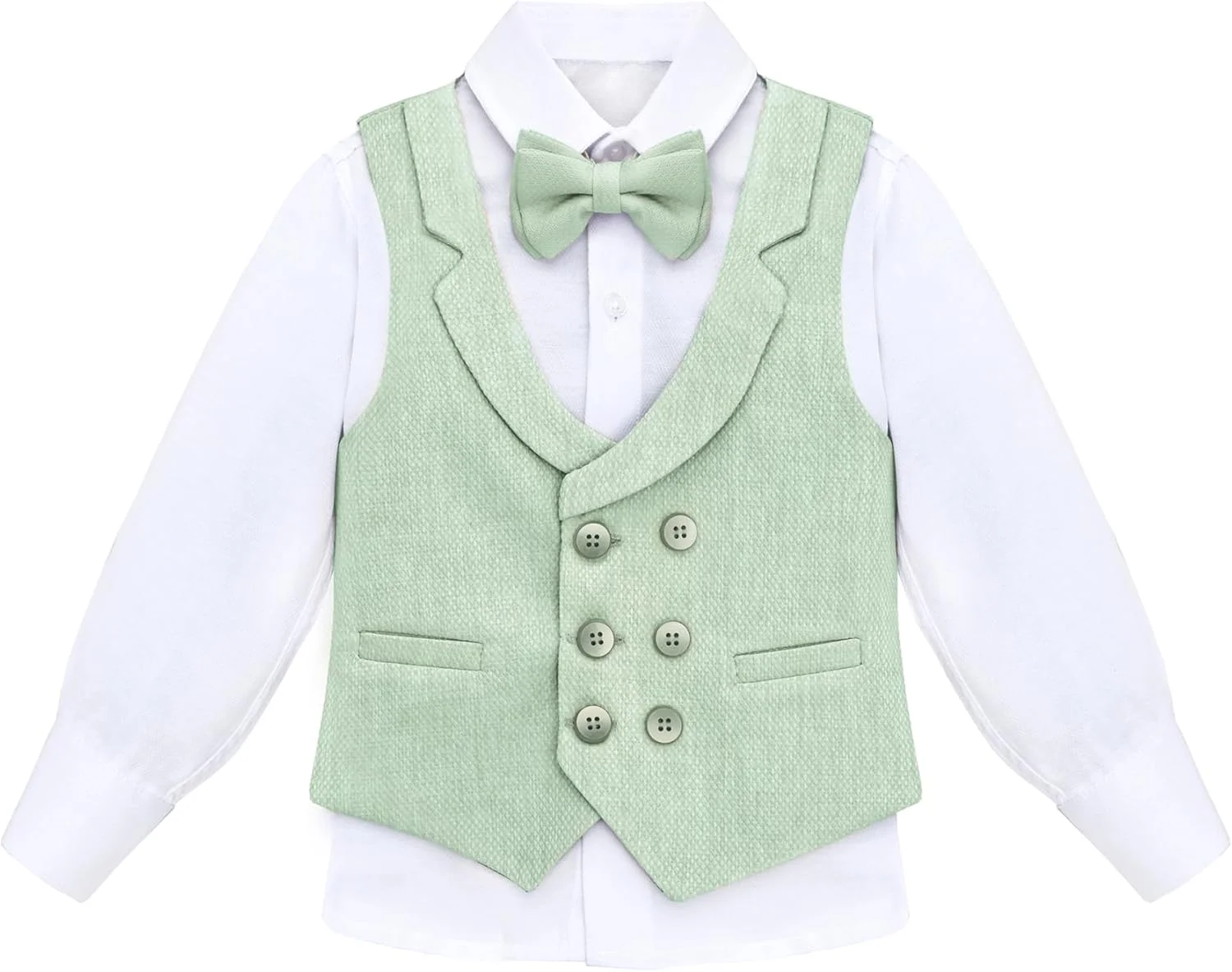 ست کت و شلوار پسرانه Lilax شامل جلیقه اسلیم فیت، پیراهن سفید، شلوار و پاپیون - ست 4 تکه رسمی