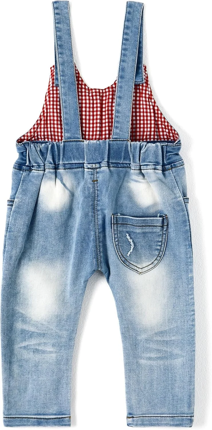 Kidscool سرهمی جین با آستر چهارخانه برای نوزادان و پسران/دختران کوچک