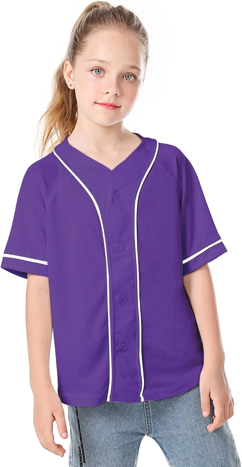 تی شرت دکمه دار بیسبال پسرانه بچه گانه، تی شرت آستین کوتاه مشکی و سفید دخترانه، طرح روز