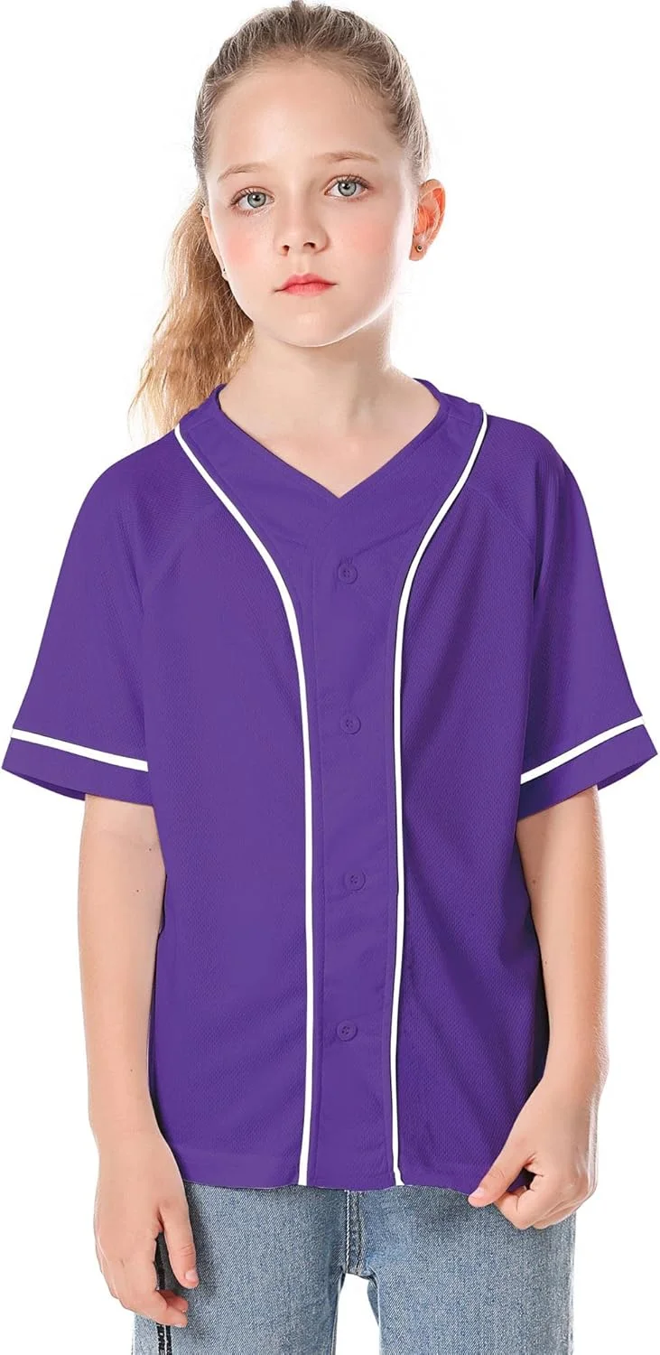 تی شرت دکمه دار بیسبال پسرانه بچه گانه، تی شرت آستین کوتاه مشکی و سفید دخترانه، طرح روز