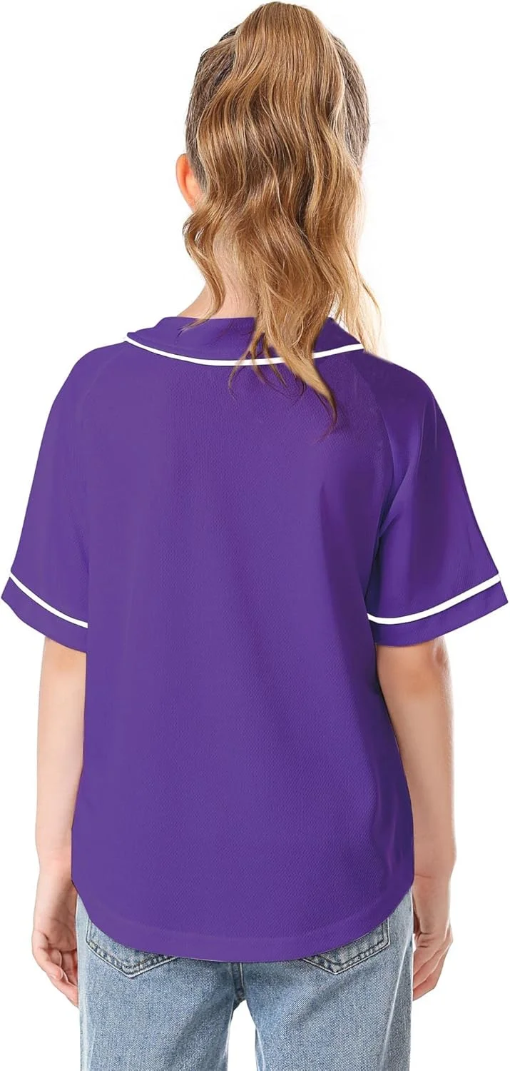 تی شرت دکمه دار بیسبال پسرانه بچه گانه، تی شرت آستین کوتاه مشکی و سفید دخترانه، طرح روز