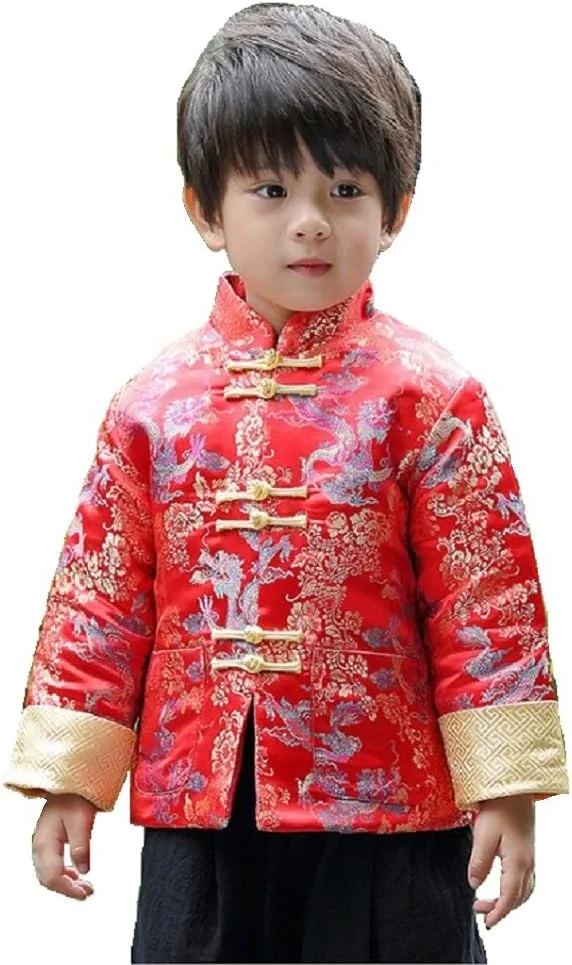 کت لحافی پسرانه هویی با طرح اژدها و ققنوس، مدل سنتی، قرمز