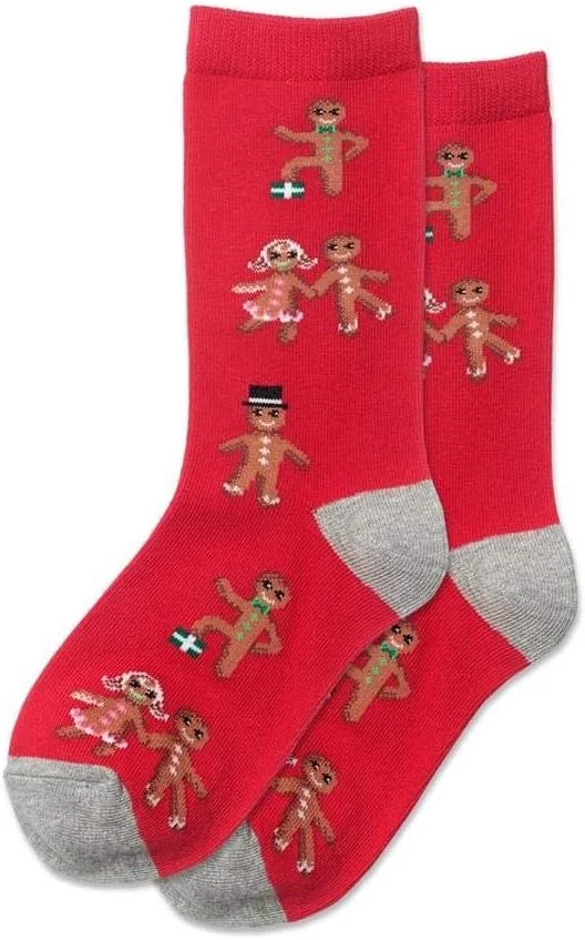 جوراب های طرح شیرینی زنجبیلی کودکانه هات ساکس، 1 جفت، قرمز، سایز کوچک/متوسط
