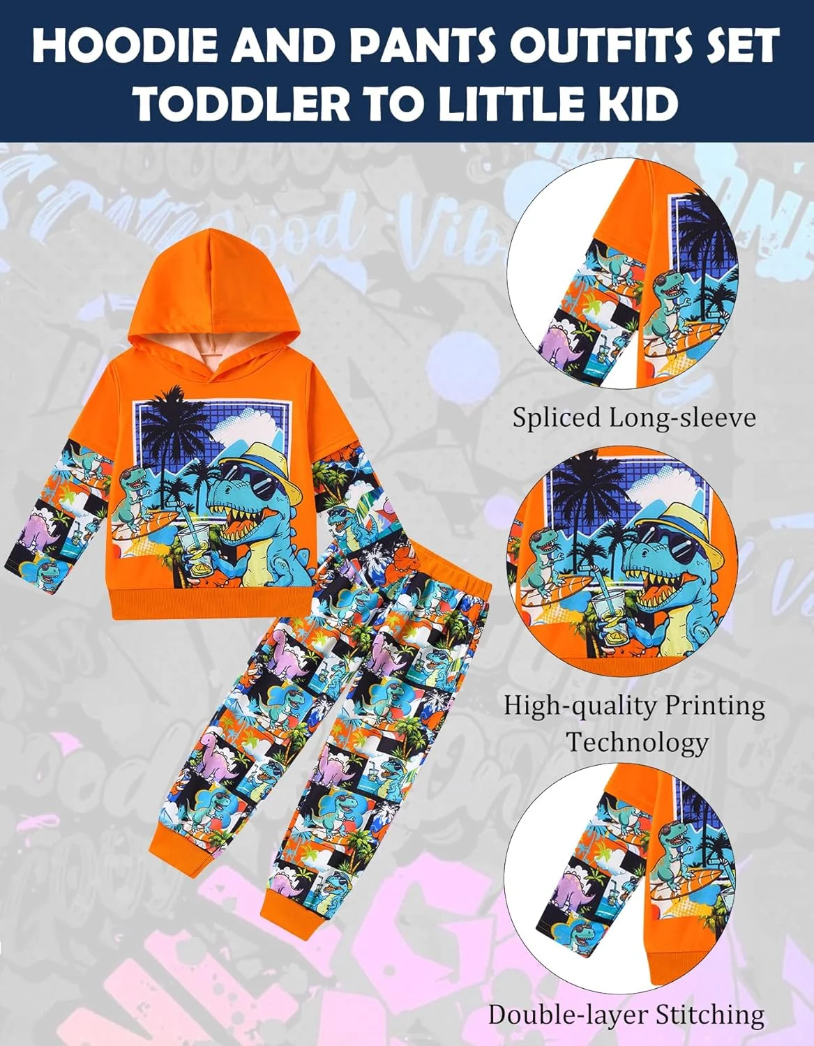 ست هودی و شلوار پسرانه با طرح گرافیکی مناسب کودکان سایز ۲ تا ۶ سال