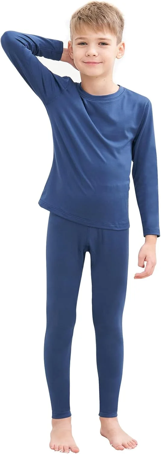 لباس زیر حرارتی پسرانه هیروبایکر، فوق العاده نرم، پشم گوسفند آستر دار، لباس زیر بلند بچه گانه، ست گرم بالا و پایین برای اسکی زمستانی