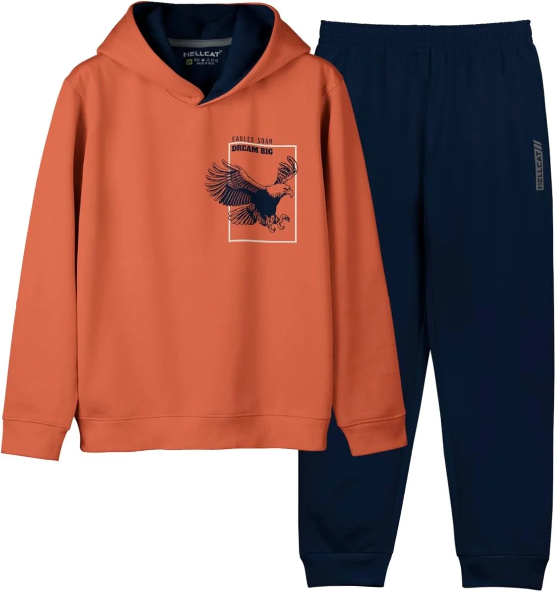 ست لباس پسرانه شامل هودی آستین بلند طرح دار، تیشرت و شلوار جاگر از جنس ترکیب پنبه