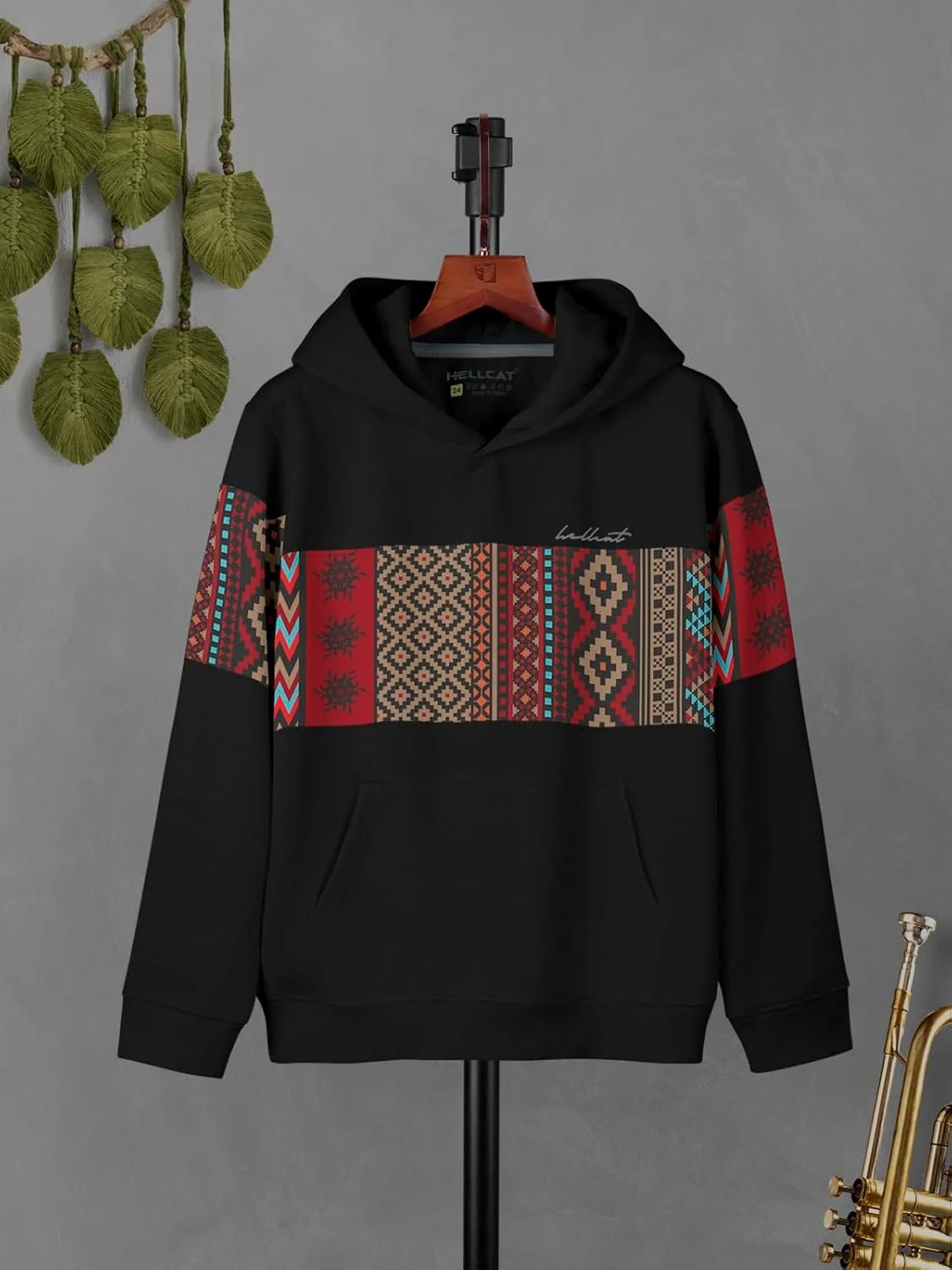 ست لباس پسرانه شامل هودی، تیشرت و شلوار جاگر طرح دار و شیک HELLCAT، جنس پنبه مخلوط - بسته 1 عددی