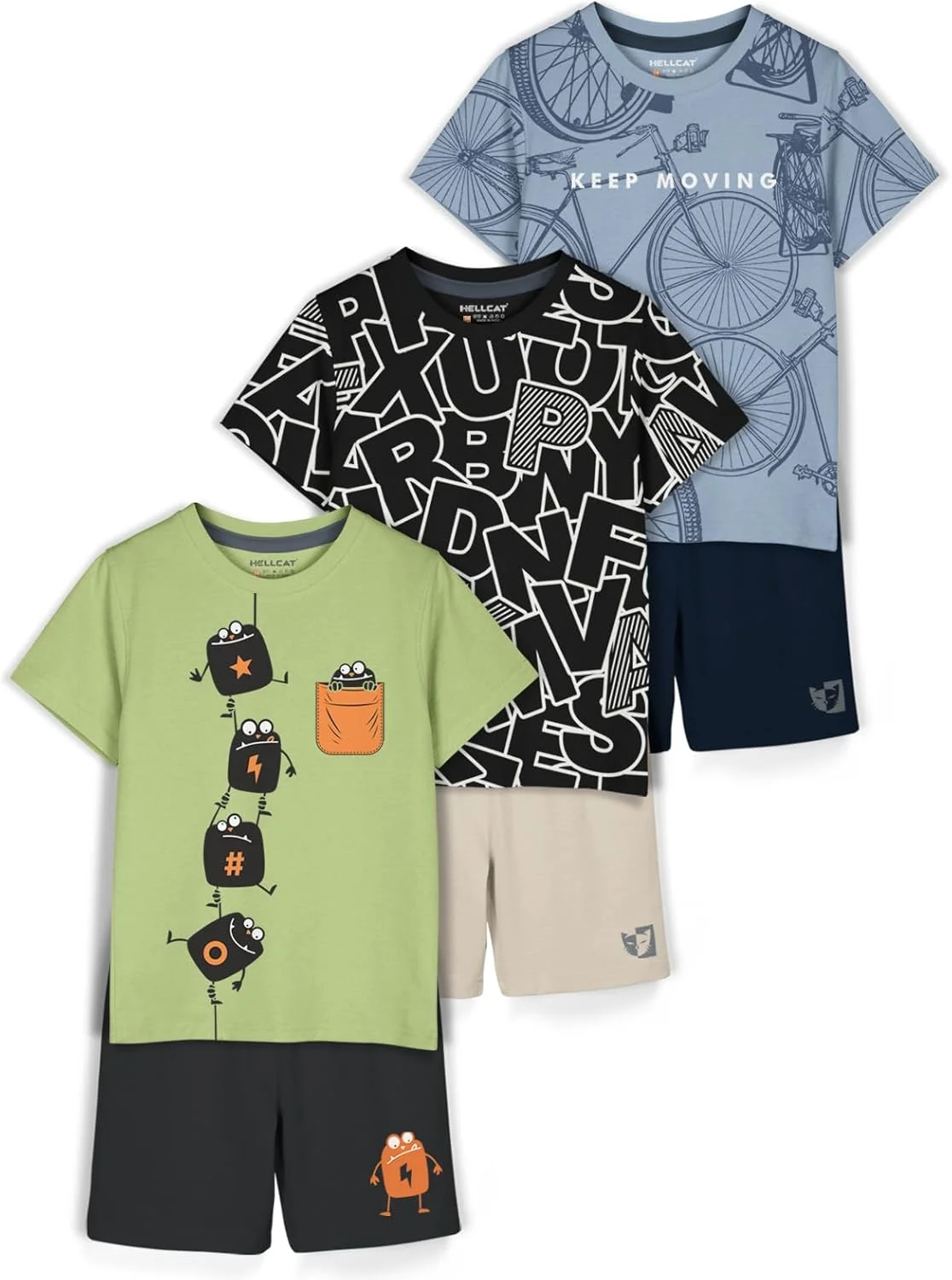 ست لباس پسرانه HELLCAT شامل تیشرت و شلوارک - بسته 3 عددی