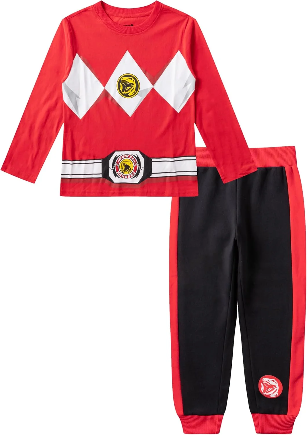 ست تی شرت آستین بلند و شلوار جاگر پسرانه Hasbro Power Rangers برای کودکان - آبی/قرمز