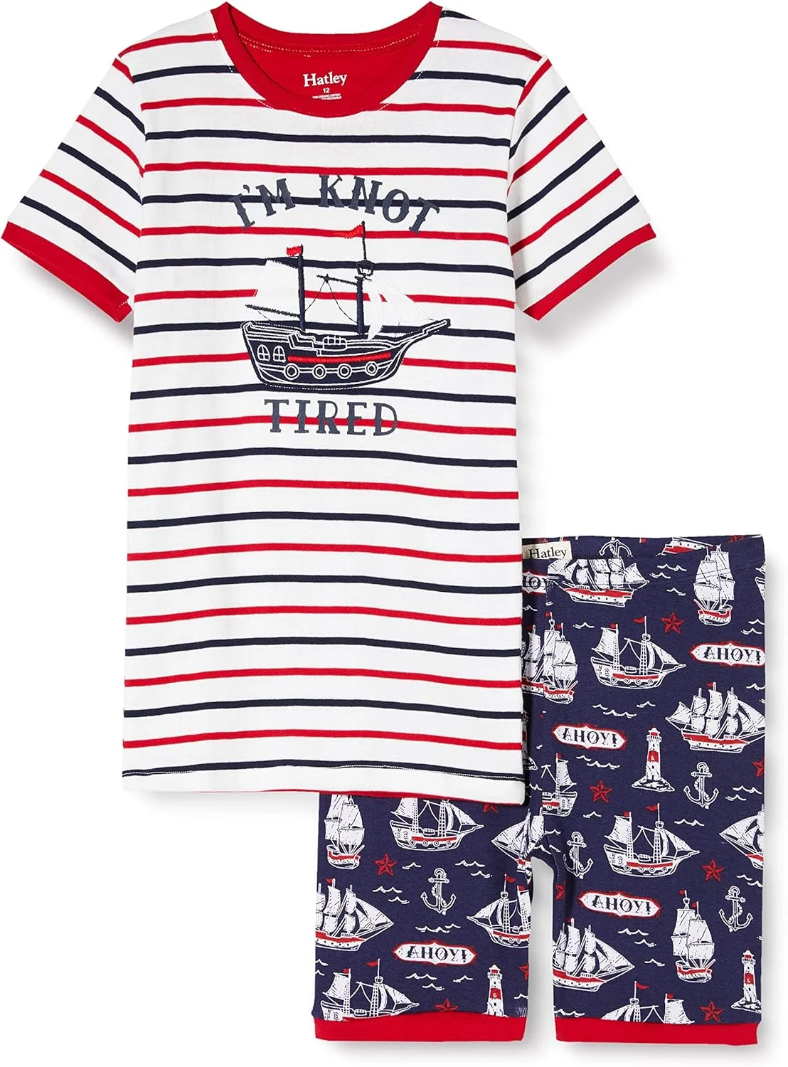 ست پیژامه آستین کوتاه پنبه ارگانیک پسرانه Hatley با تکه دوزی