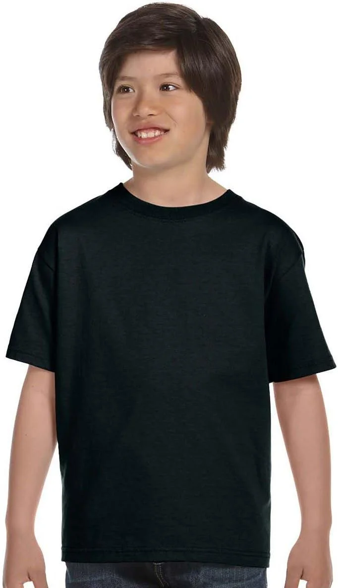 تی شرت آستین کوتاه یقه گرد بچگانه با پارچه نرم و وزن سنگین، سایز بزرگ، مشکی