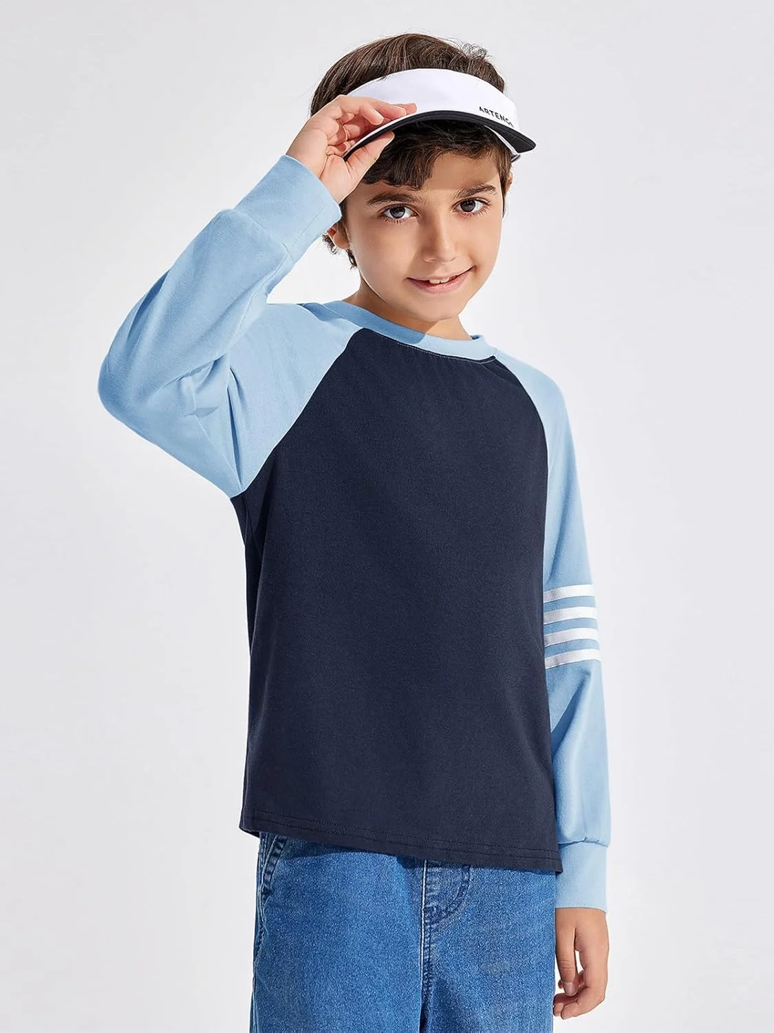 تی‌شرت آستین بلند پسرانه Haloumoning، یقه گرد و طرح رنگی، مناسب 4 تا 14 سال