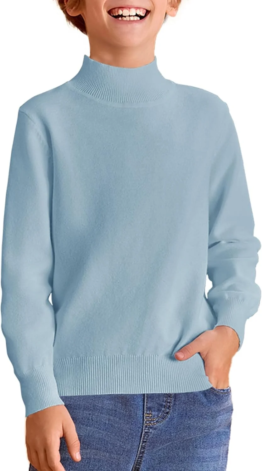 پلیور یقه اسکی پسرانه Haloumoning، بافت آستین بلند، مناسب برای کودکان 5 تا 14 سال