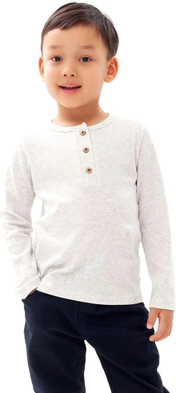 تی شرت ساده پسرانه آستین بلند مناسب 2 تا 7 سال - خاکستری روشن - سایز 3 سال